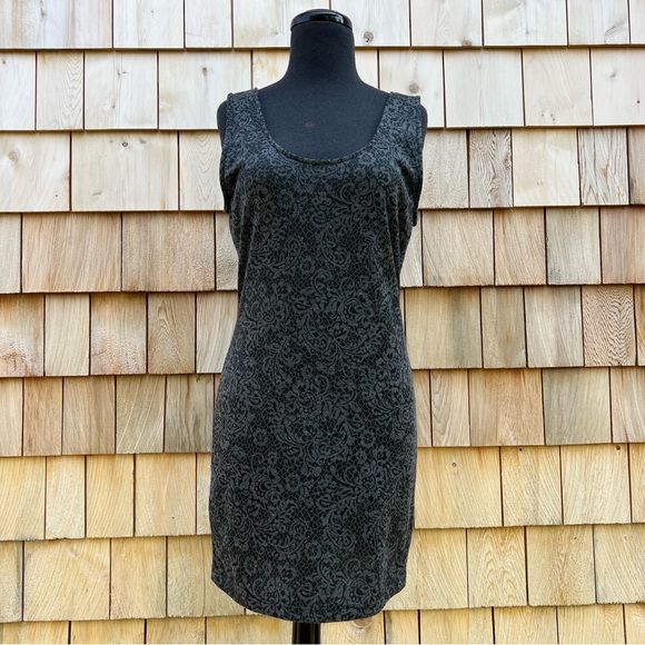 Poetry Grey Lace Print Backless Mini Dress with Draped Cords, L - Picture 3 of 8